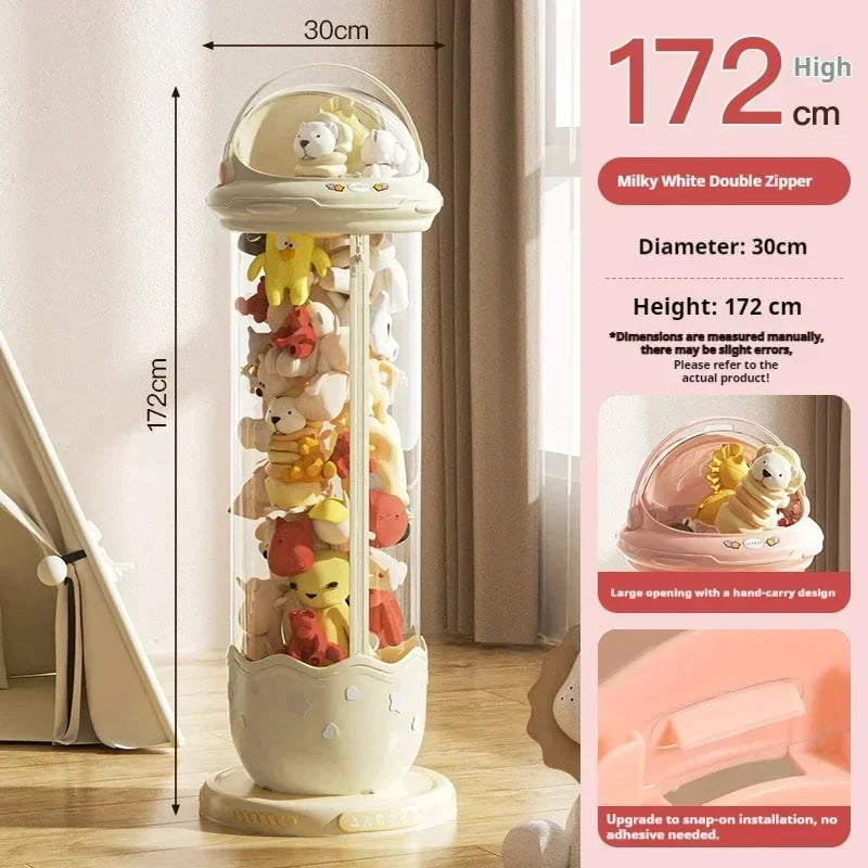 Astronaut Doll Storage Box Children's Plush Toys Storage Boxes Transparent Plastic Stuffed Home Storages Organization Zipper Bin