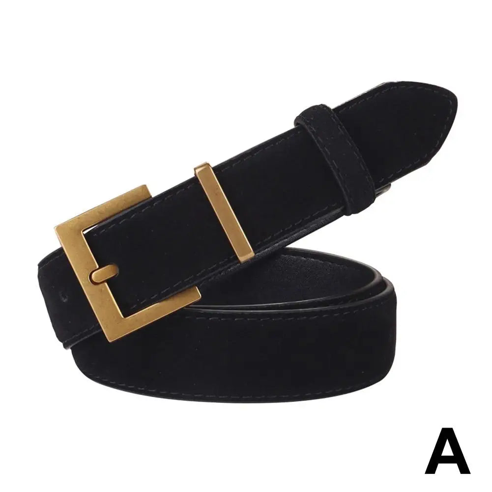 2025 Women Luxury Design Suede Leather Belt Casual Business Versatile Pin Buckle Waist Strap