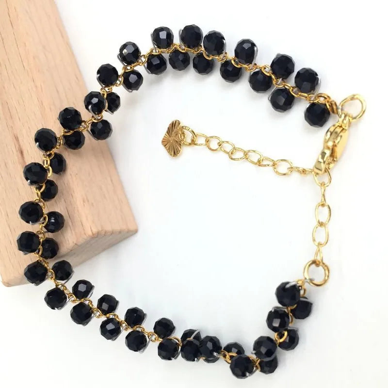 Gold Color 4MM Natural Stone Tourmaline Crystal Quartz Bracelet on Hand for Women Jewelry Party /Wedding Luxury Gift Handwork