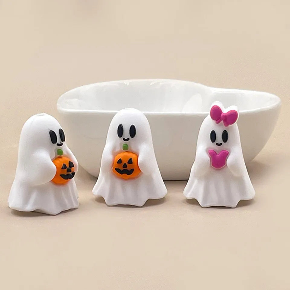 20pcs Halloween 3D Silicone Beads Stereo Ghost Shape For Jewelry Making DIY Pen KeyChain Necklace Accessories Silicone Beads