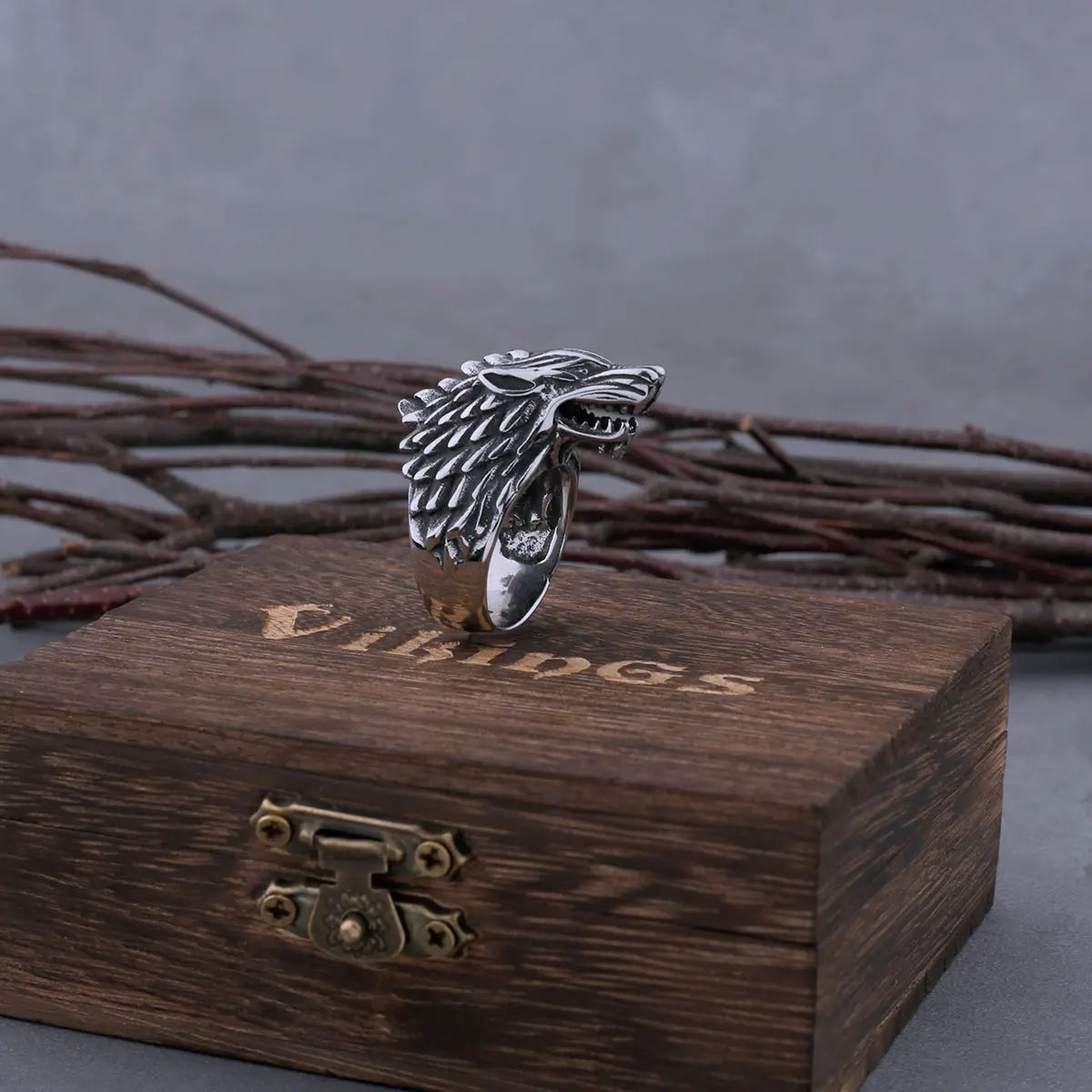 Viking Wolf Stainless Steel Ring Men's Fashion Domineering High-quality Motorcycle Male Wolf Ring Accessories Jewelry Gift
