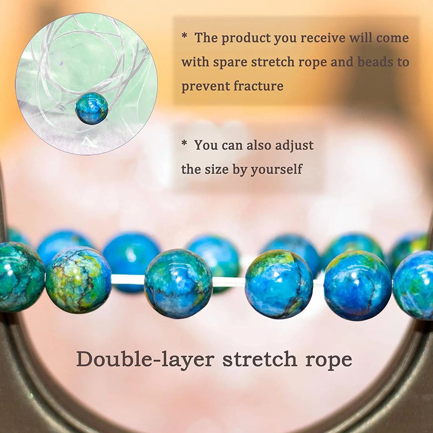Natural Gemstone Bracelet with Round Beads Healing Azurite For Women Men Wedding Party Fashion Luxury Jewelry Christmas Gifts