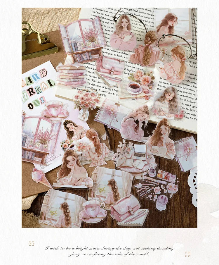 40pcs/lot Kawaii Stationery Stickers The Handbook of Women DIY Junk Journal Paper stickers Planner Decorative Mobile stickers