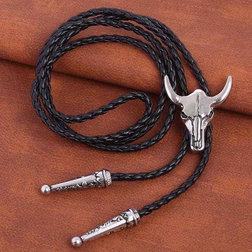 Golden Ties for Men American Cowboy Garment Accessory Tie Adjustable Bull Head Western Cowboy Bolo Tie Pendant Necklace