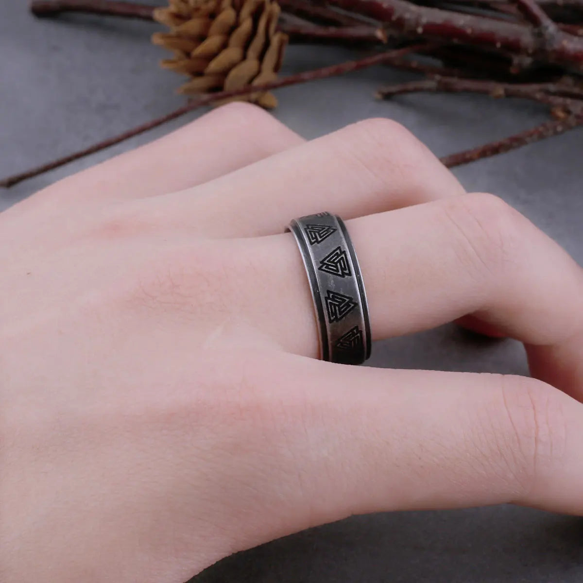 316L Stainless Steel Odin Nordic Viking Amulet Rune Ring Men and Women Fashion Words Retro Ring Viking Men's Jewelry