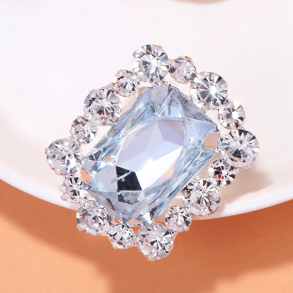 2025 Exaggerate Oversize Transparent Square Crystal Ring for Women Fashion Party Rhinestone Cocktail Ring Open Hand Jewelry