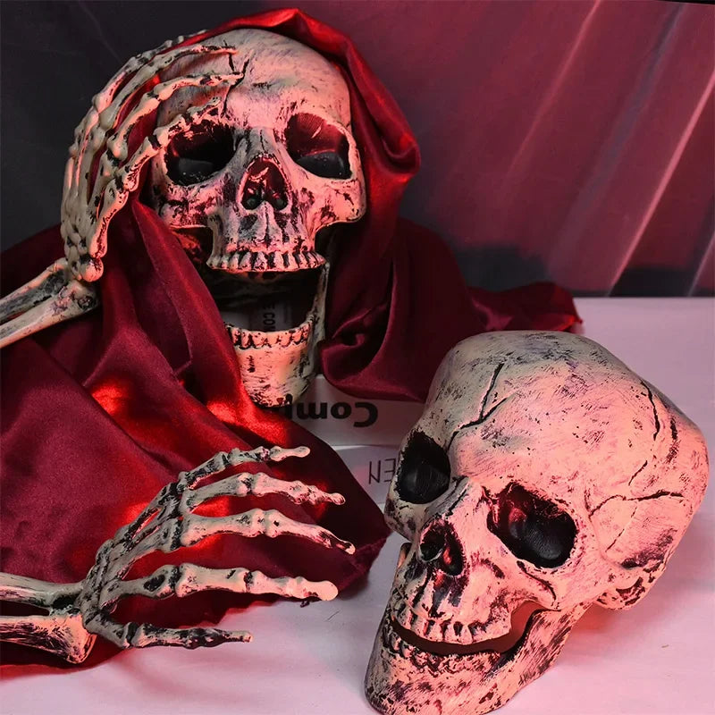 Realistic Skeleton Stakes Halloween Realistic Skull Skeleton Head Human Hand Arms for Halloween Party Home Garden Lawn Decor