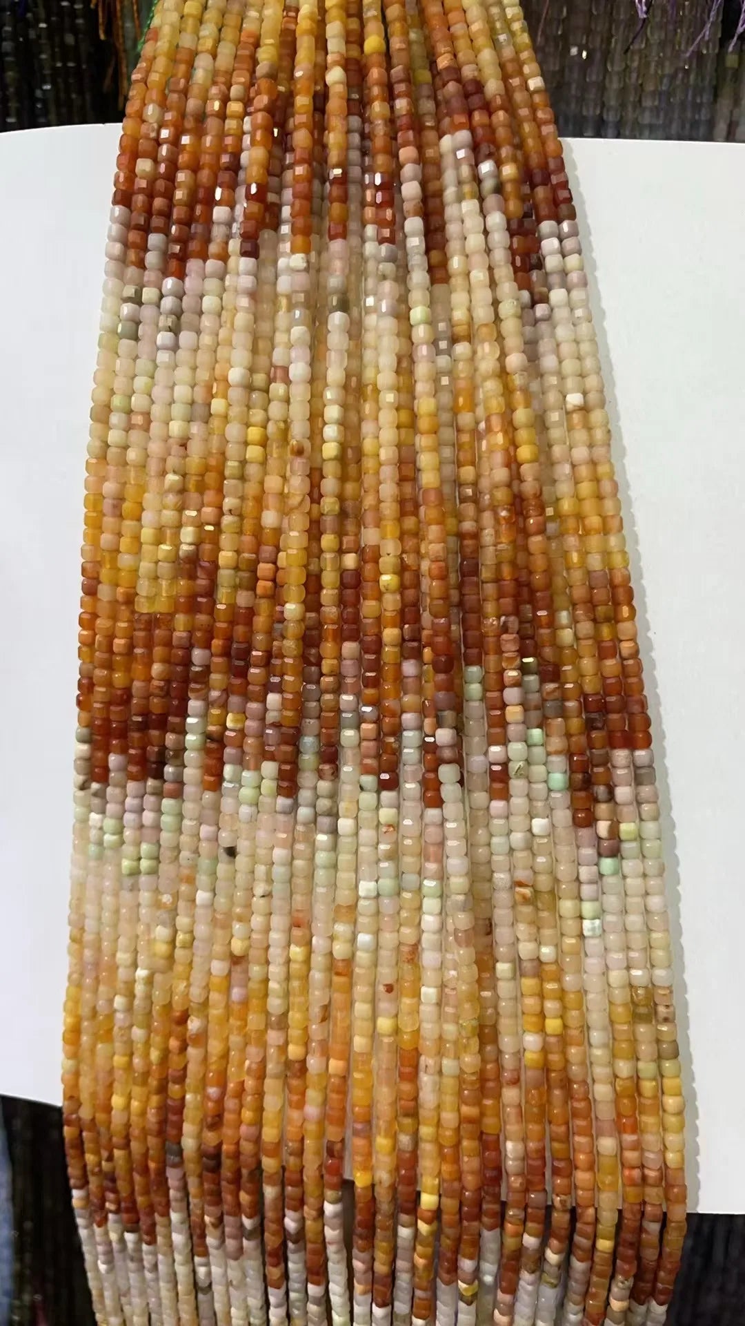 Natural Rainbow Tourmaline Cube Faceted 2.5X2.5mm Length38.5cm