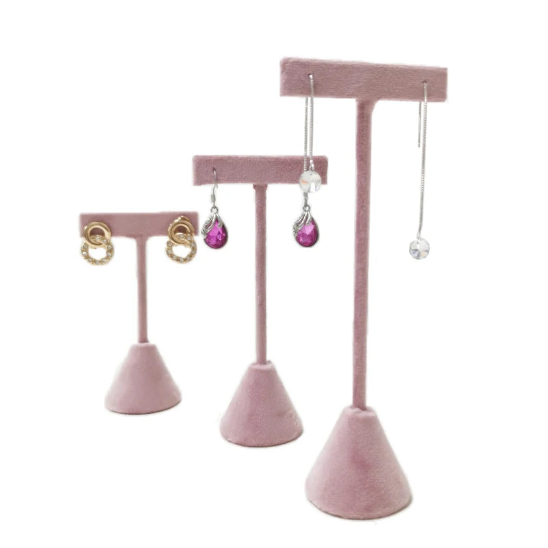 T-shaped Earring Display Stand Velvet PU Leather Jewerly Display Rack Earring Stud Accessories Display Storage Props 3Pcs/lot