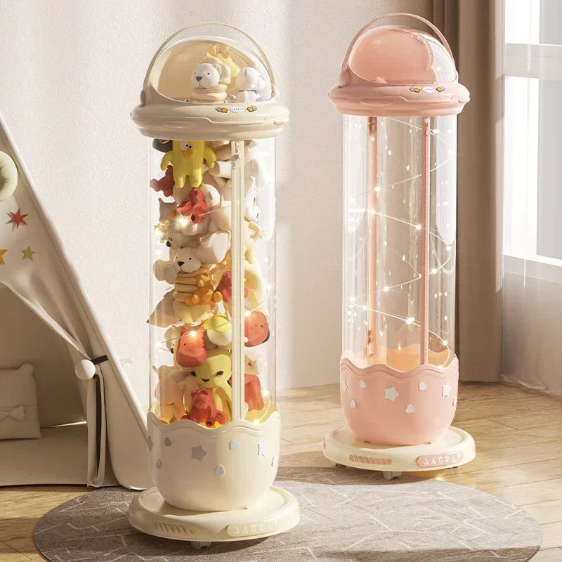 Astronaut Doll Storage Box Children's Plush Toys Storage Boxes Transparent Plastic Stuffed Home Storages Organization Zipper Bin