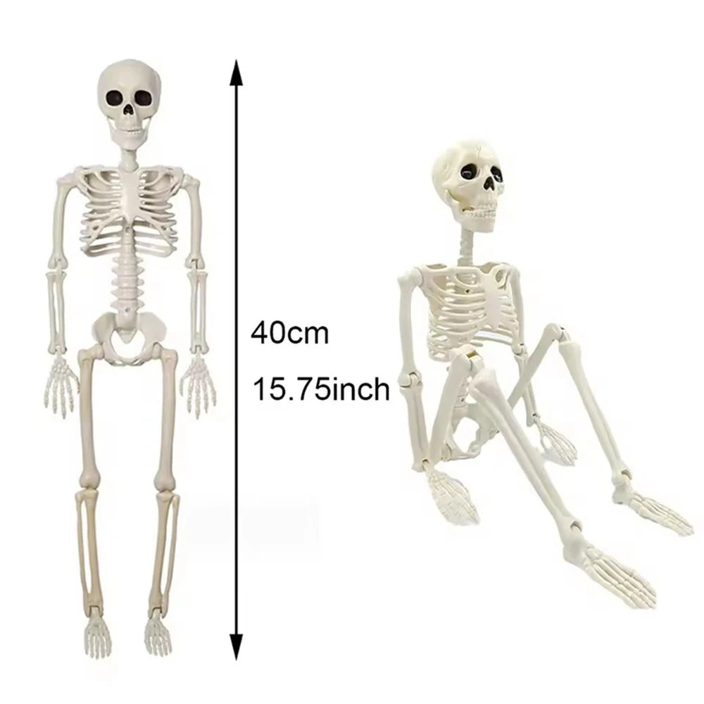 Halloween Skeleton Decoration Spooky Scary Skeleton with Movable Joints Posable Skeleton Decoration 40cm for Indoor Outdoor