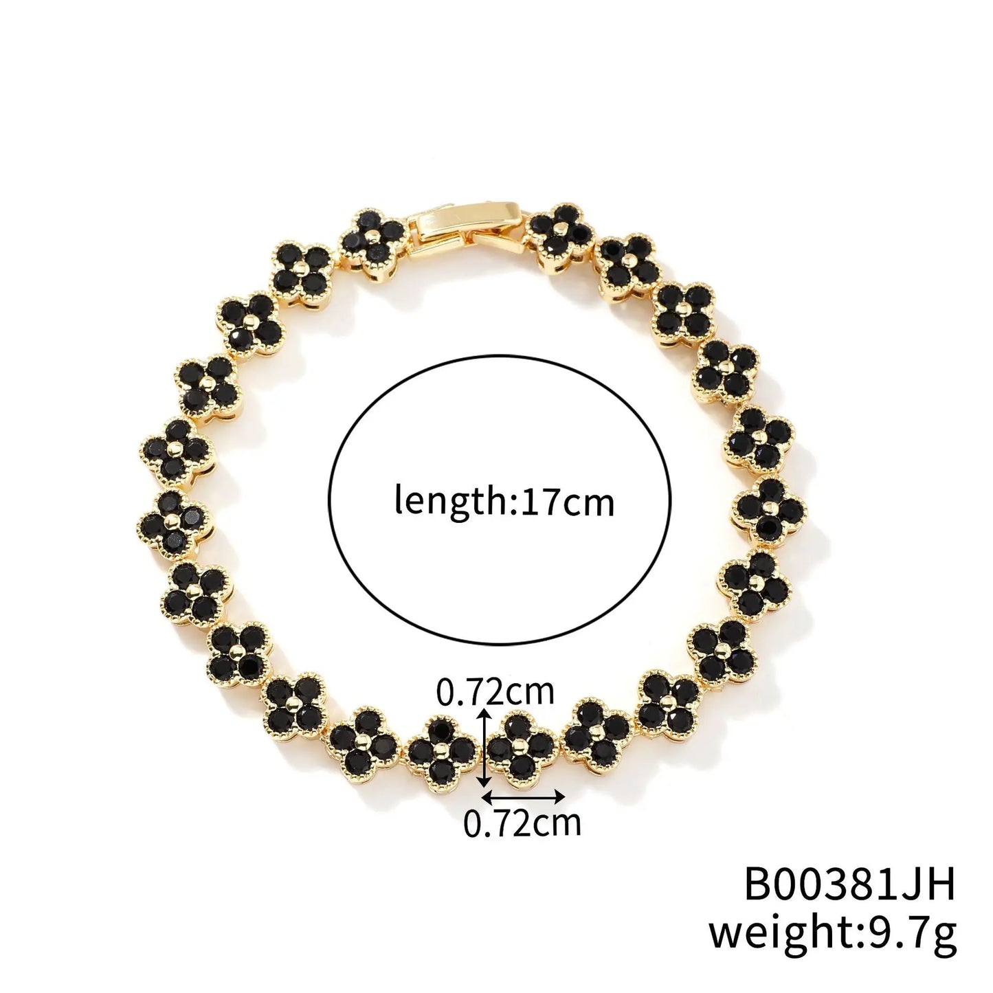 UILZ 1pc Rainbow Colorful Clover Zircon Bracelet Fashion Charm Gorgeous Charm Exquisite Cute Sweet Shining Crystal Jewelry Gift