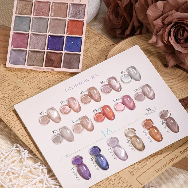 2025 16 Colors Maillard White Cat Eye Solid Cream Varnish Gel Polish Gel Solid Nail Gel Palette Paint Nail Art UV Gel With Tools