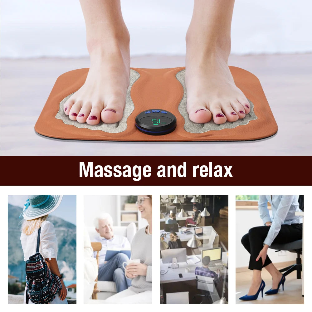 3D Smart Foot Massage Pad Feet Massager 6 Modes 15 LevelsImprove Blood Circulation Relax Muscles Slim Legs Rechargeable Foot Pad