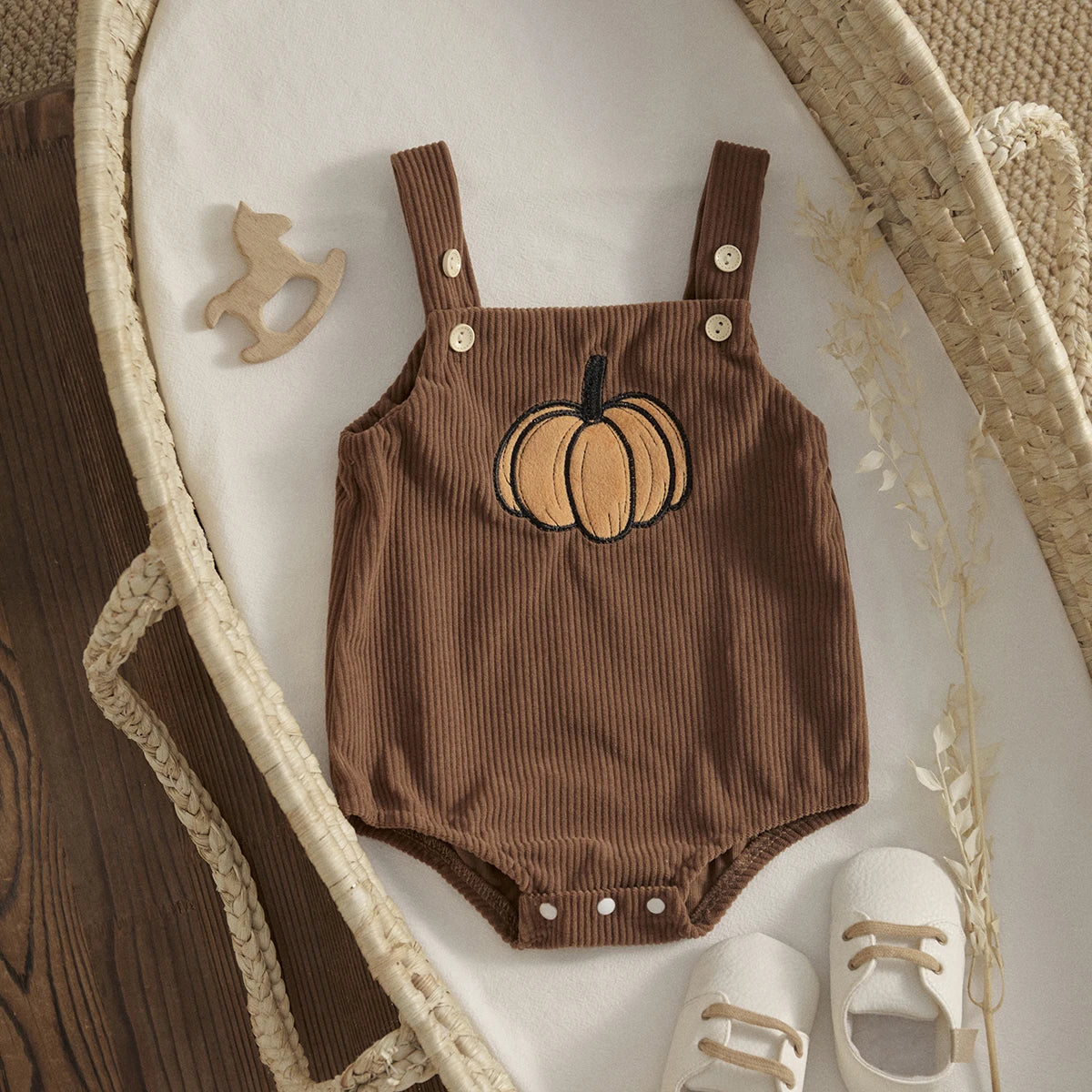 ma&baby 0-18M 1st Halloween Baby Costumes Newborn Infant Boy Girl Pumpkin Ghost Print Jumpsuit Corduroy Overalls
