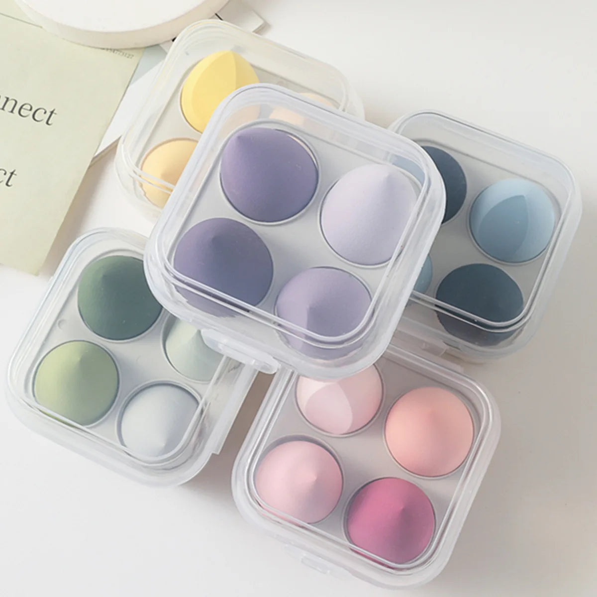 4/8pcs Makeup Sponge Powder Puff Dry and Wet Combined Beauty Cosmetic Ball Foundation Powder Puff Bevel Cut Make Up Sponge Tools