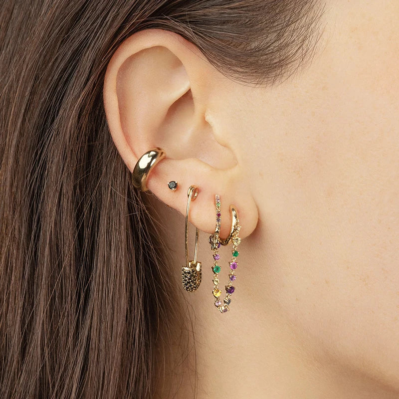 Colorful Crystal Earrings 925 Sterling Silver Ear Needle Stud Earrings for Women Cross Dangle Earrings Party Wedding Jewelry