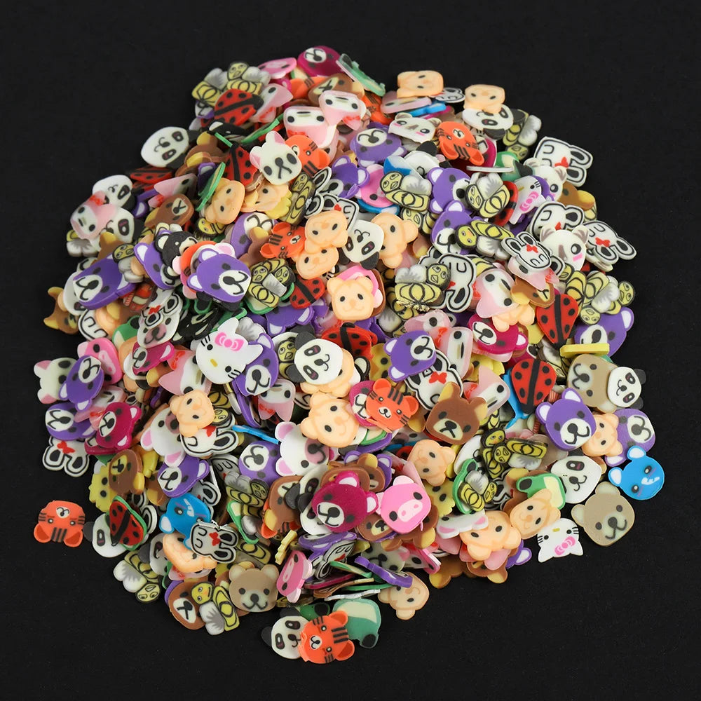 1000pcs 2000pcs Mix Fruit Soft Clay Slime Animal Flower Slice Resin Filler for Nail Art Epoxy Mold DIY Craft Making Wholesale