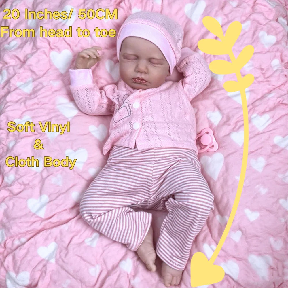 MRB 20 Inch Finished Reborn Baby Dolls LouLou 3D Painted Skin Lifelike Newborn Baby Dolls Toy For Girl Birthday Christmas Gift