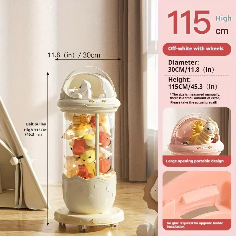 Astronaut Doll Storage Box Children's Plush Toys Storage Boxes Transparent Plastic Stuffed Home Storages Organization Zipper Bin