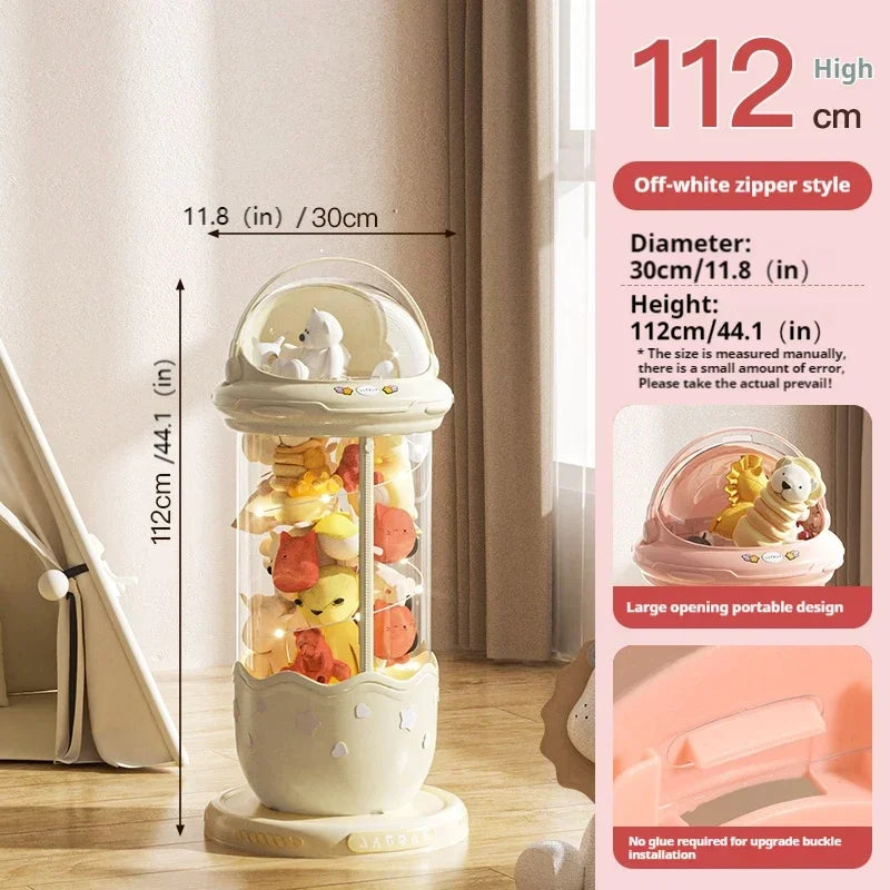 Astronaut Doll Storage Box Children's Plush Toys Storage Boxes Transparent Plastic Stuffed Home Storages Organization Zipper Bin