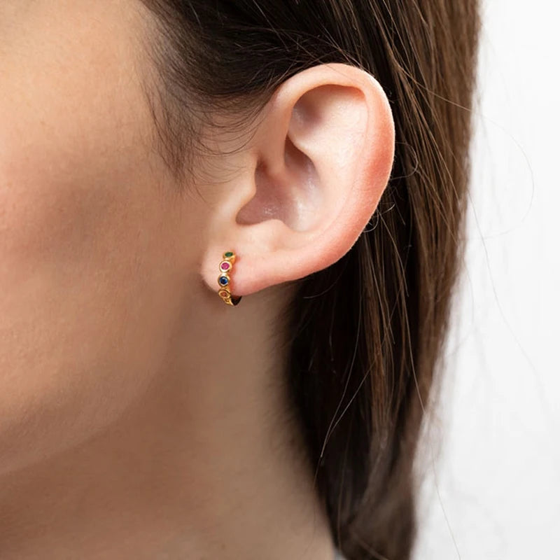 Colorful Crystal Earrings 925 Sterling Silver Ear Needle Stud Earrings for Women Cross Dangle Earrings Party Wedding Jewelry