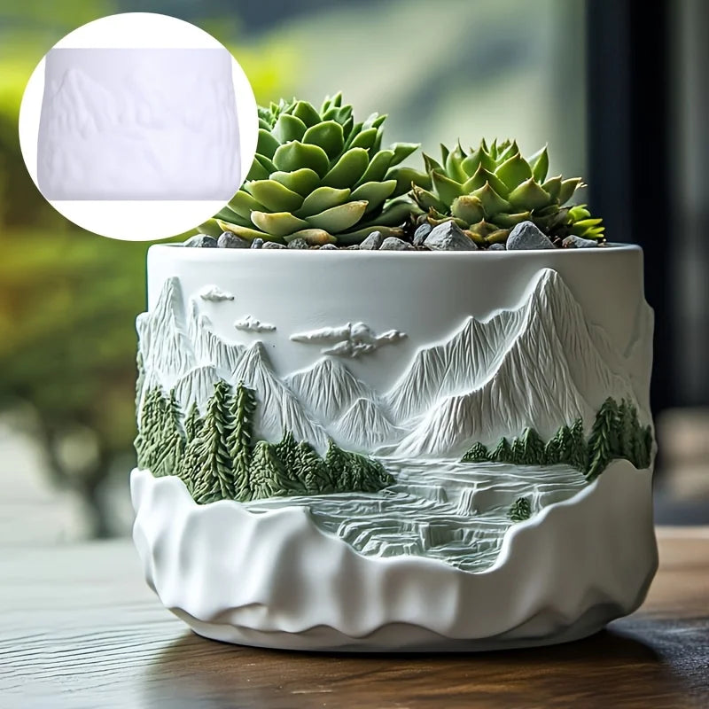 Windmill Town Succulent Plant Pot Silicone Mold Windmill Town House Relief Flower Pot Resin Mold Dream house storage box molds