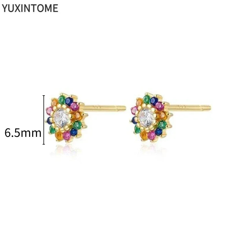 Colorful Crystal Earrings 925 Sterling Silver Ear Needle Stud Earrings for Women Cross Dangle Earrings Party Wedding Jewelry