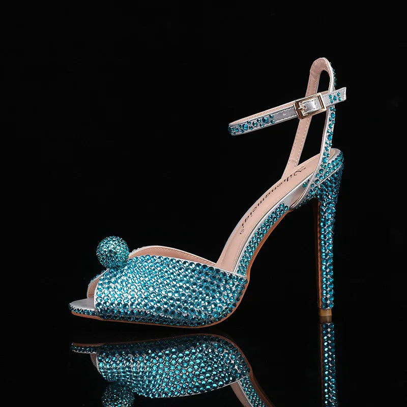 Fashion High Quality Wedding Shoes Women Pearls Studs Luxury Peep Toe White High Heels Buckle Designer Woman Sandal 43 Zapatos