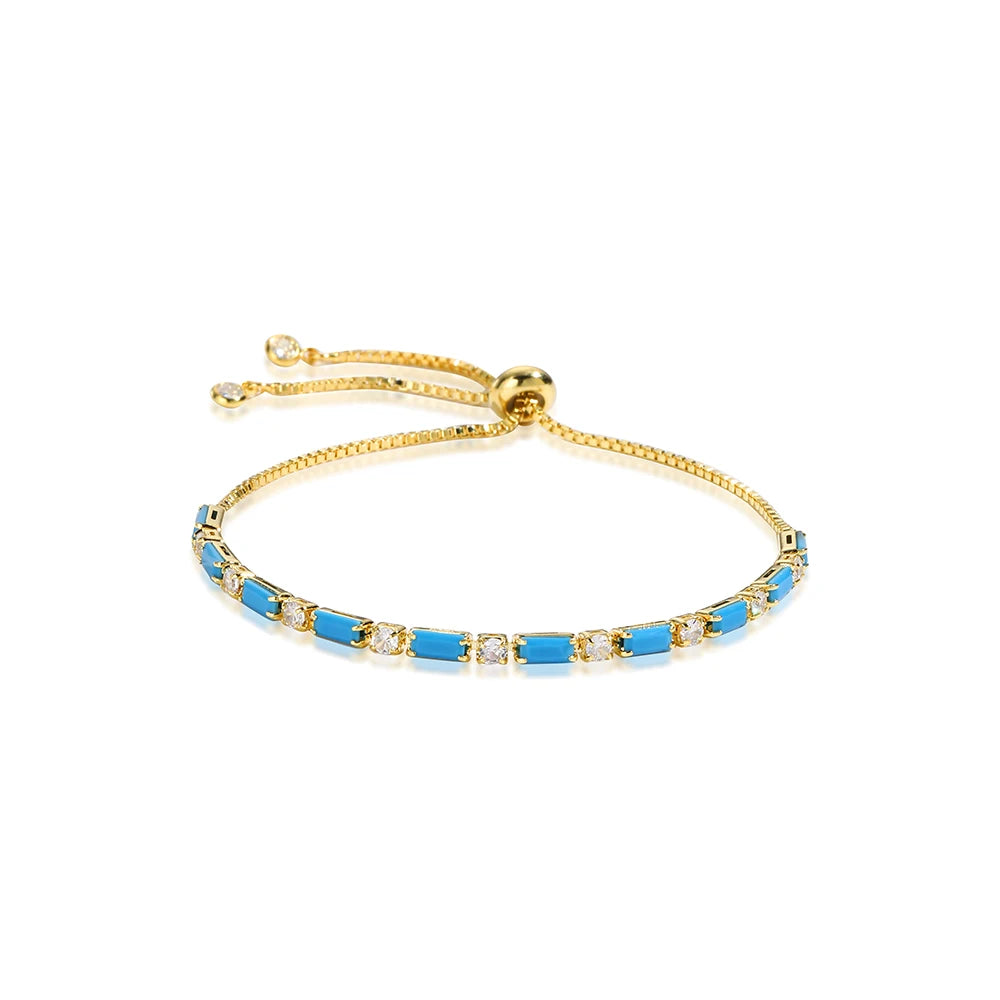 Luxury Rainbow Adjustable Multicolor Tennis Bracelets For Women Ladies Wedding Colorful Zircon Charm Bracelet Hand Chain Jewelry