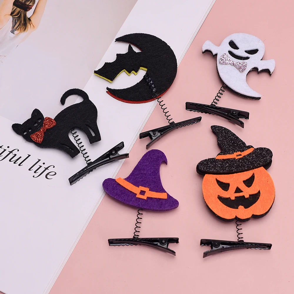 Halloween Girl Hair Clips Set Ghost Witch Hat Pumpkin Barret Accessories For Child Hairclip Cosplay Parties Hair Accessories