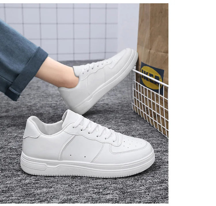 White Casual Sneakers for Men Leather Shoes Fashion Male Mens Tenis Autumn Platform Breathable Flat Man Running Sport Shoes 2024