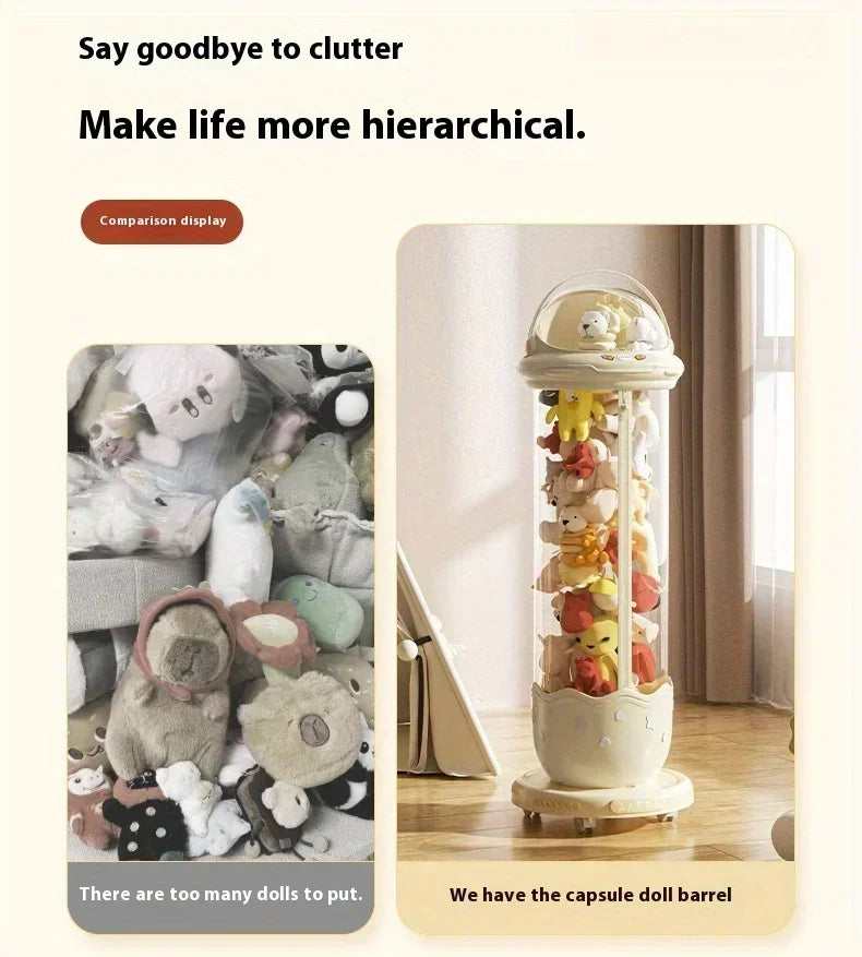 Astronaut Doll Storage Box Children's Plush Toys Storage Boxes Transparent Plastic Stuffed Home Storages Organization Zipper Bin