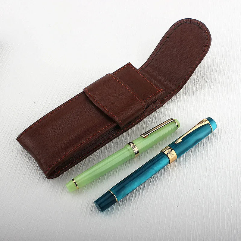 Vintage PU Leather Pencil Bag Fountain Pen Stationery Holder Protective Cover Office School Supplies Retro Pen Torage Case