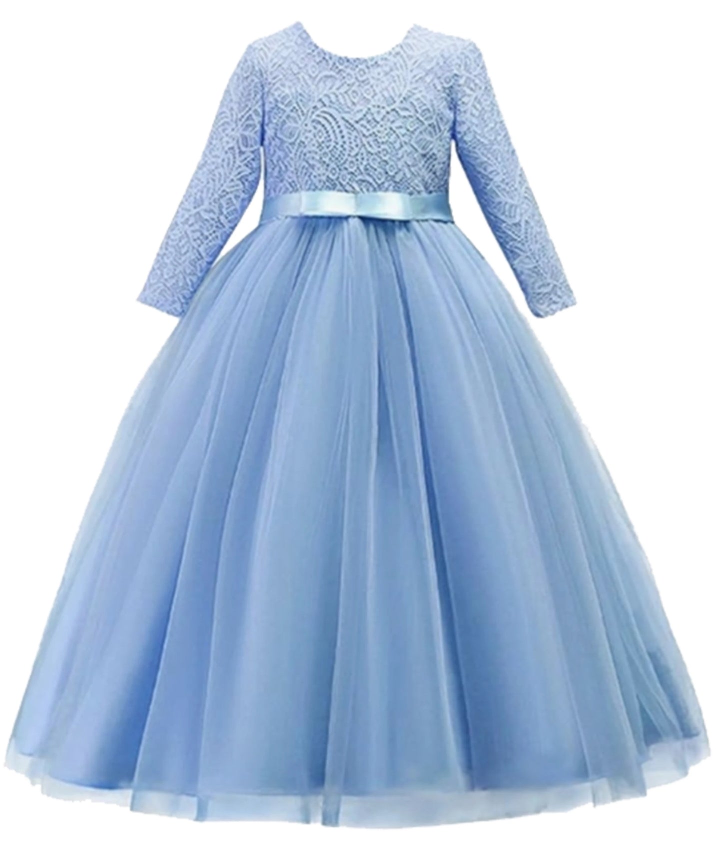 Little Big Girls Spring 3/4 Sleeves Lace Flower Girl Birthday Party Holiday Long Dress KLS1660