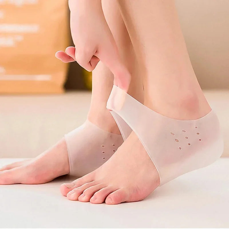 Unisex Invisible Height Increase 5CM Silicone Socks Gel Heel Pads Orthopedic Arch Support Heel Cushion Insoles Foot Massage Pad