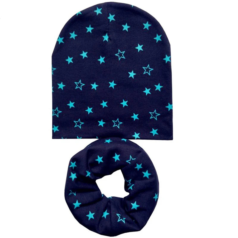 Star Print Cotton Baby Hat Autumn Winter Baby Girls Hat Boys Cap Toddlers Infant Cap Scarf Children Bonnet Hats