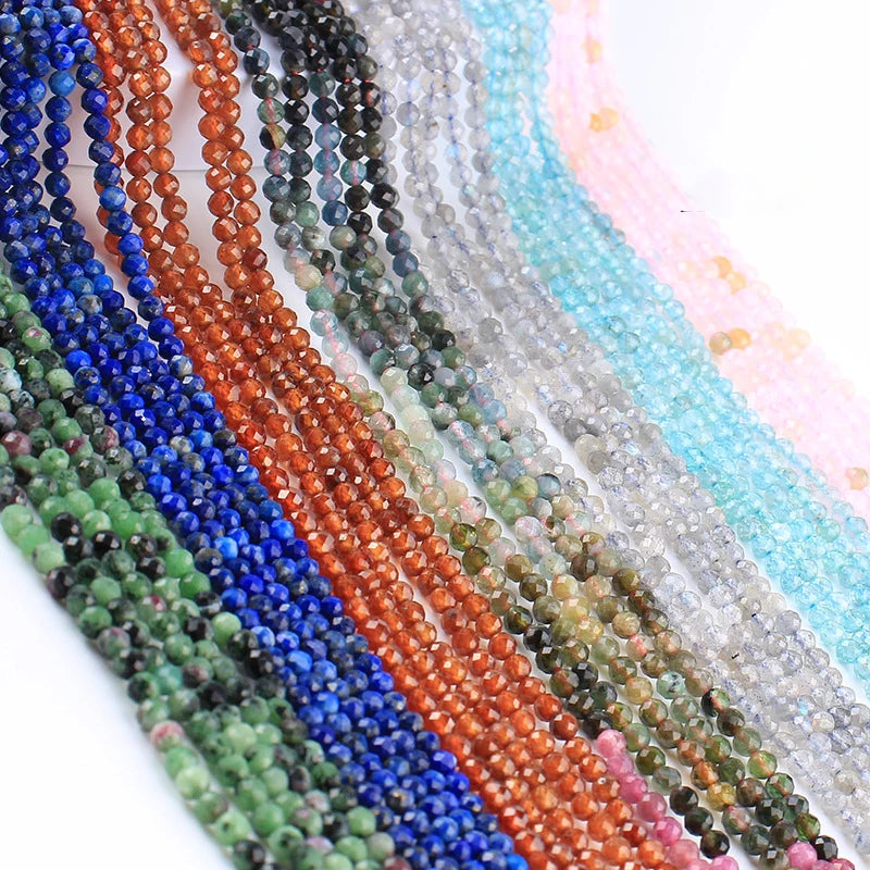AAA Colorful Tourmaline Stone Beads Loose Spacer Faceted 3mm Beads for Jewelry Making DIY Bracelet Accessories 15''