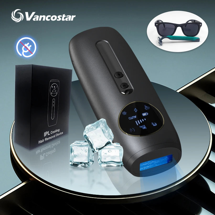 Rechargeable Laser Hair Removal Sapphire Cooling Auto Permanent Painless Bikinis Trimmer in Home Icy Cold Wireless IPL Epilator