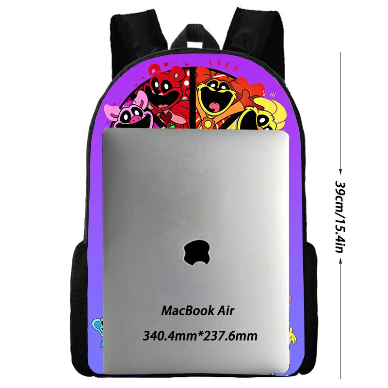 3pcs Set Smiling 3D Critters School Backpack with Pencil Bag Shoulder Bags Large Capacity Cartoon Amine Game Child Backpack