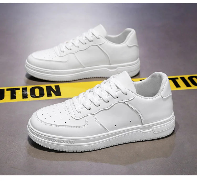 White Casual Sneakers for Men Leather Shoes Fashion Male Mens Tenis Autumn Platform Breathable Flat Man Running Sport Shoes 2024