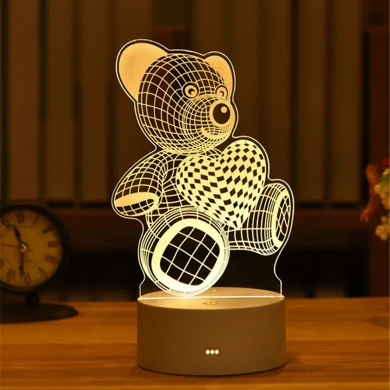3D Visual Illusion Night Light Visual Creative LED Desk Lamp Changes USB Powered Gift for Kids