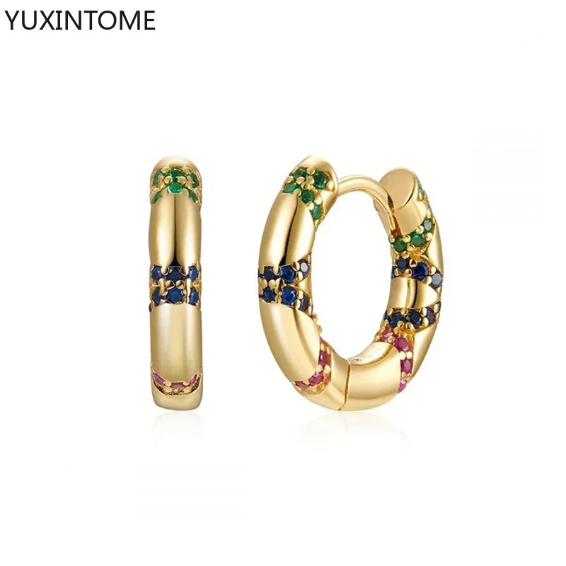 Colorful Crystal Earrings 925 Sterling Silver Ear Needle Stud Earrings for Women Cross Dangle Earrings Party Wedding Jewelry