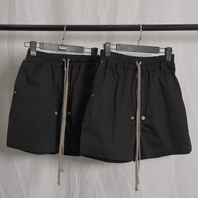 High Street Men's Pants Black Solid Casual Shorts for Man Cotton Zipper Design Men Trousers Techwear Men's Clothing