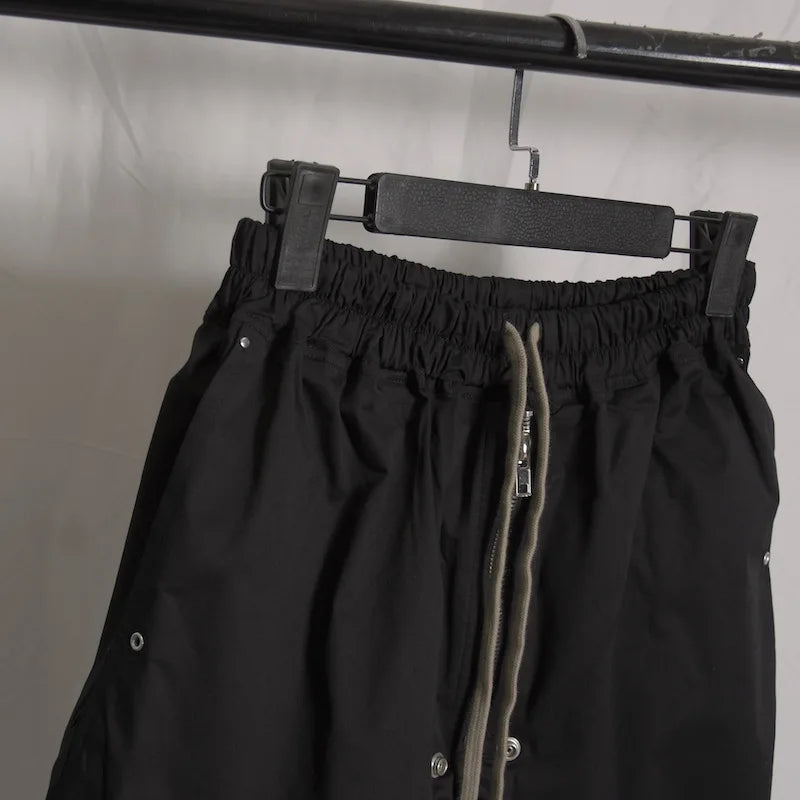 High Street Men's Pants Black Solid Casual Shorts for Man Cotton Zipper Design Men Trousers Techwear Men's Clothing