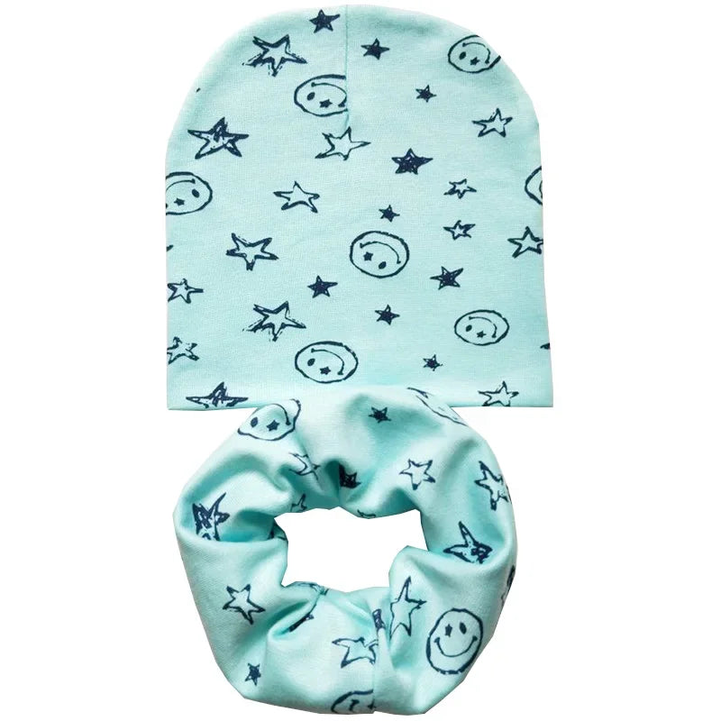 Star Print Cotton Baby Hat Autumn Winter Baby Girls Hat Boys Cap Toddlers Infant Cap Scarf Children Bonnet Hats