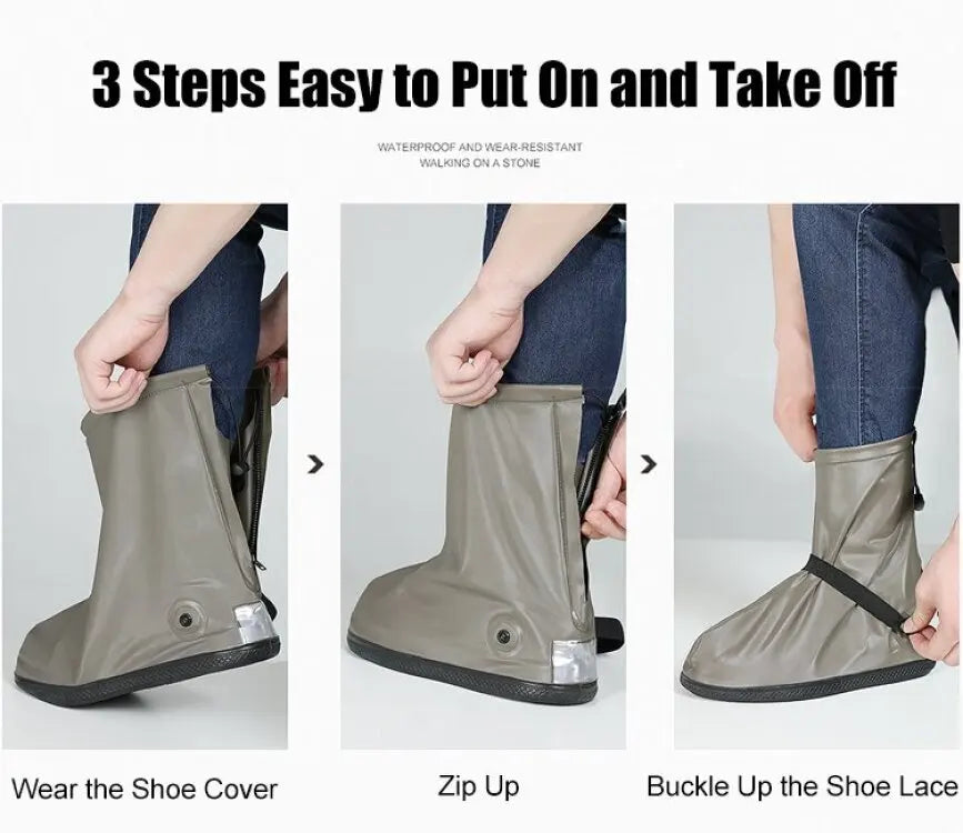Waterproof Tall Silicone Shoe Covers Antislip Outdoor Travel Rainproof Boot Covers