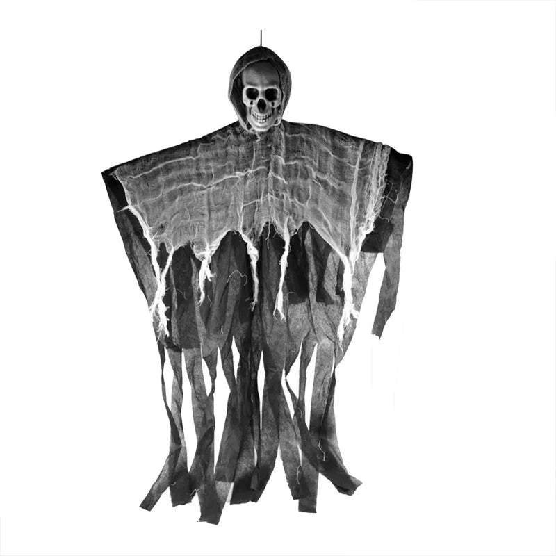 1pc Halloween Celebration Theme Terrifying Skull Gauze Pendant Prop Haunted House Home Courtyard Door Party Decoration Supplies