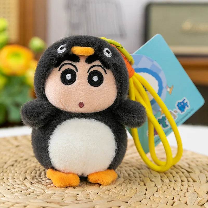 Penguin Crayon Shin-chan Plush Toy Keychain Girl Cute Bee Backpack Pendant Crayfish Doll Car Hanging Decoration Christmas Gift
