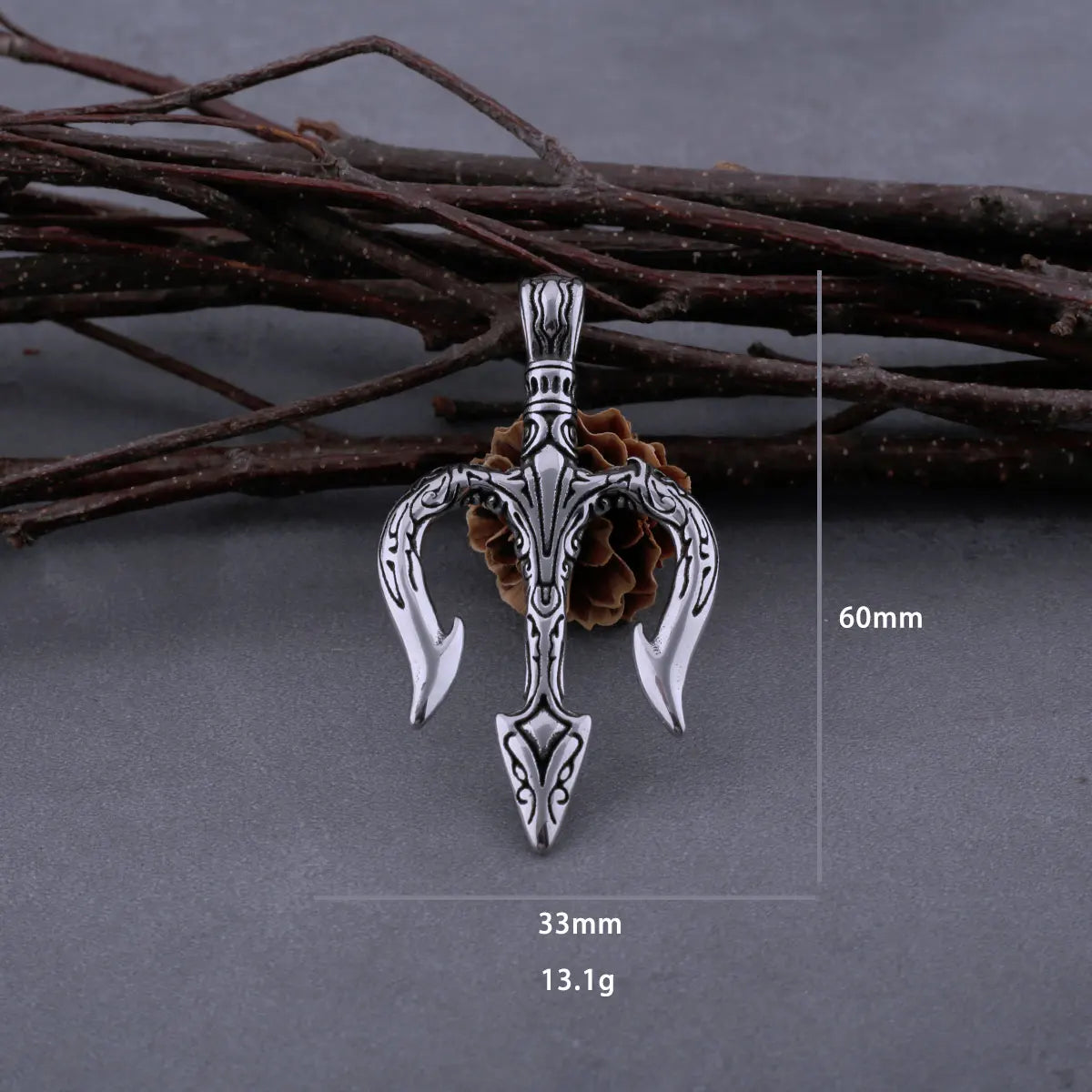 316L Stainless Steel Greek Mythology Poseidon Trident Necklace Fashion Retro Hip Hop Street Men and Women Amulet Pendant Jewelry